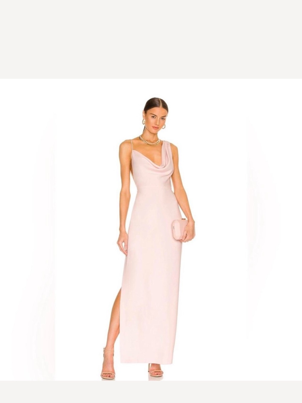 Amanda Uprichard Blush Pink Cowl Neck Maxi Dress